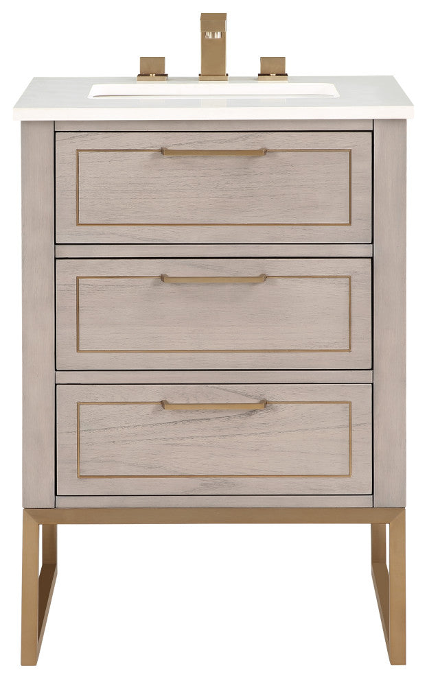 Markham 24" Single Vanity, Cashmere Grey/Satin Brass