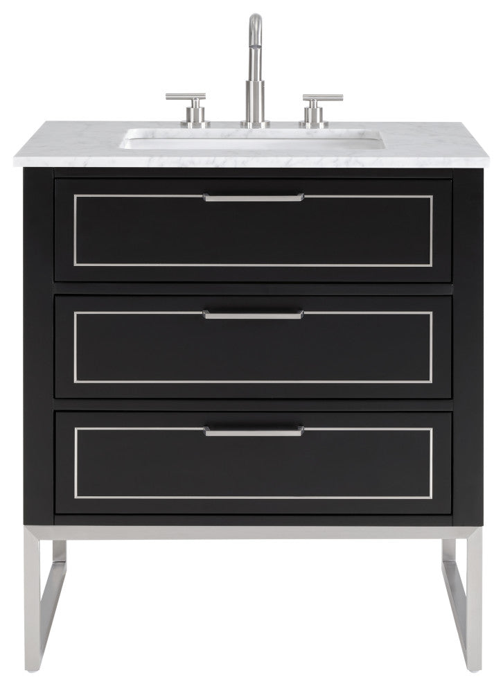 Markham 30" Single Vanity, Midnight Black/Brushed Nickel