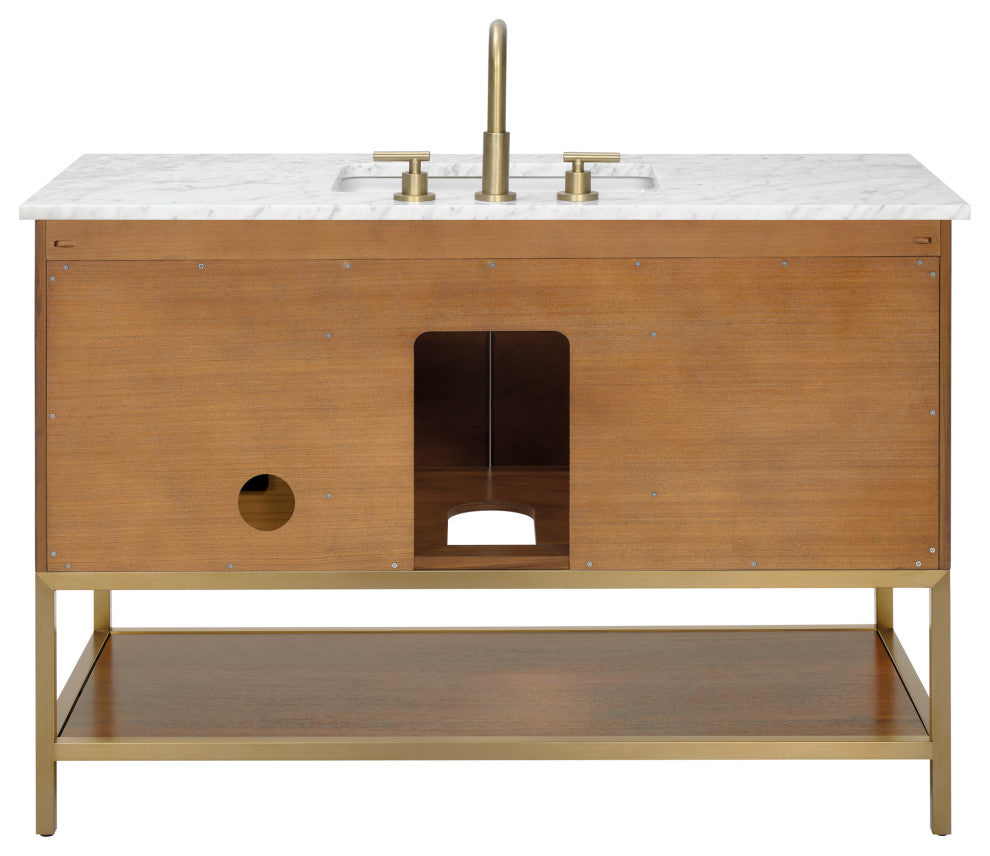 Diamond 48" Single Vanity, Walnut/Satin Brass