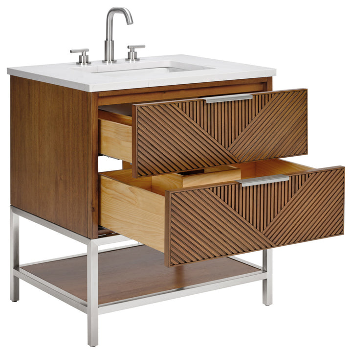 Diamond 30" Single Vanity, Walnut/Brushed Nickel