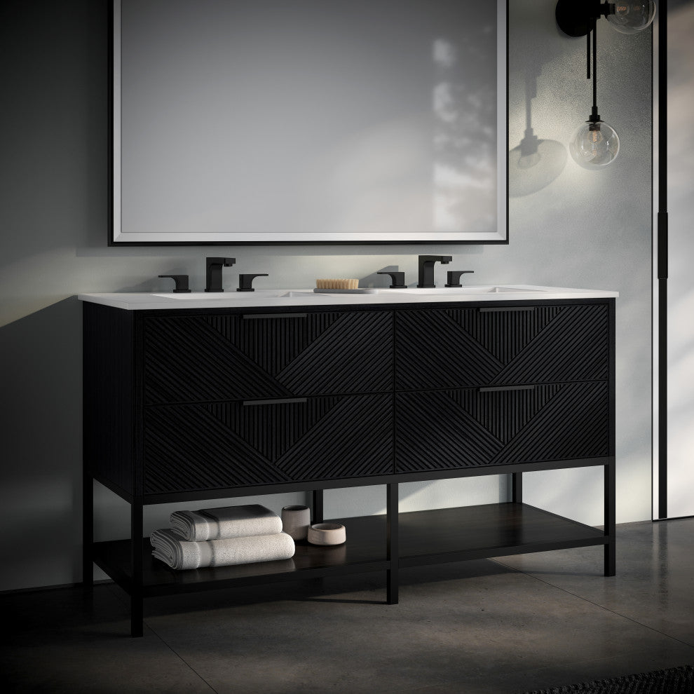 Diamond 60" Double Vanity, Charcoal Black/Matte Black