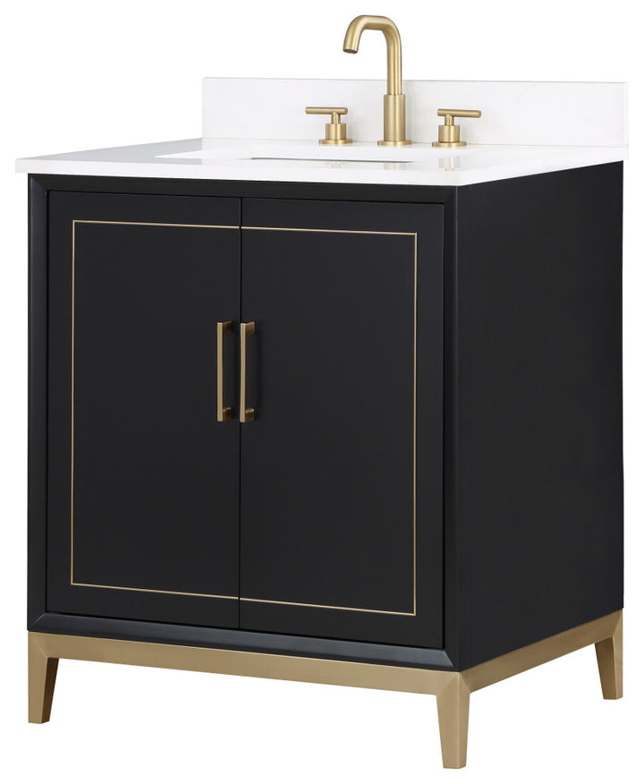 Gracie 30" Single Vanity, Midnight Black/Satin Brass