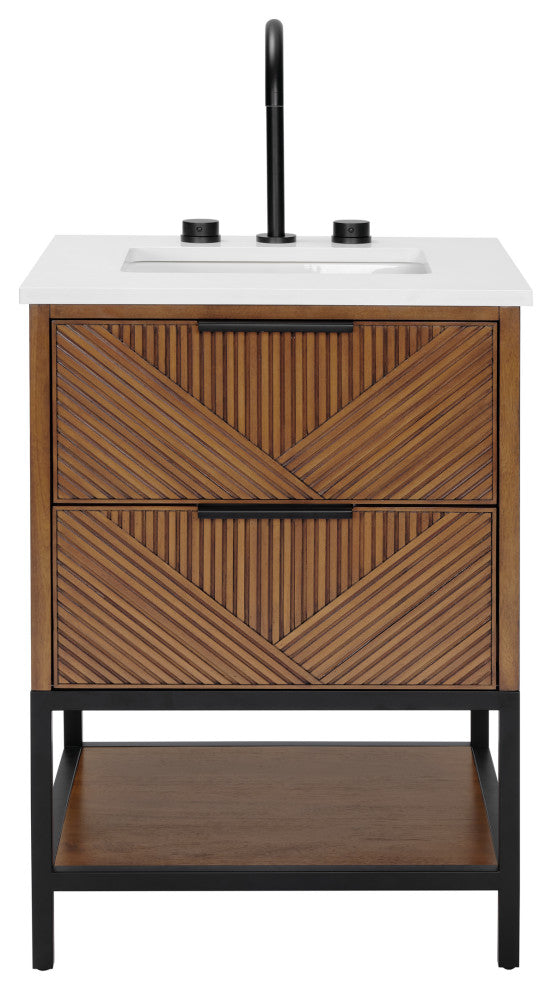 Diamond 24" Single Vanity, Walnut/Matte Black