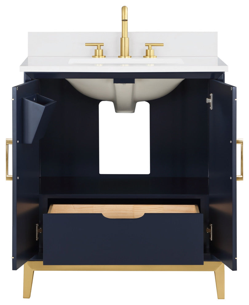 Gracie 30" Single Vanity, Pacific Blue/Satin Brass,