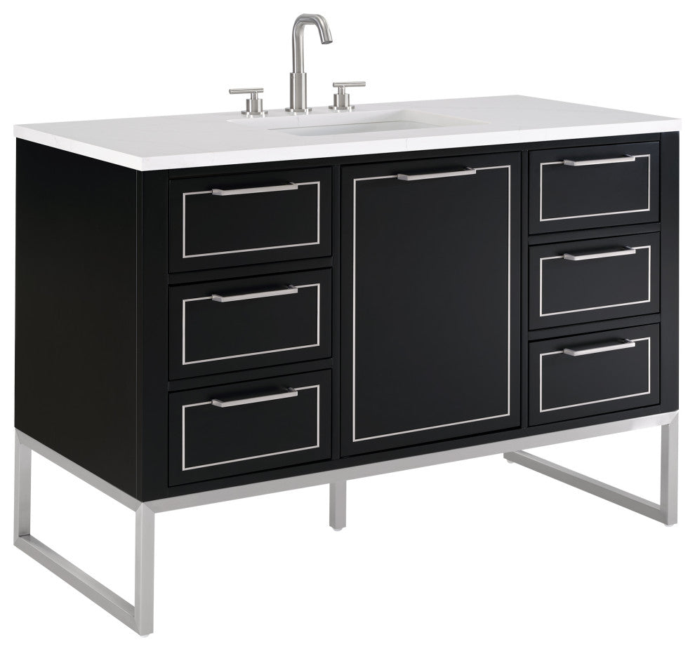 Markham 48" Single Vanity, Midnight Black/Brushed Nickel