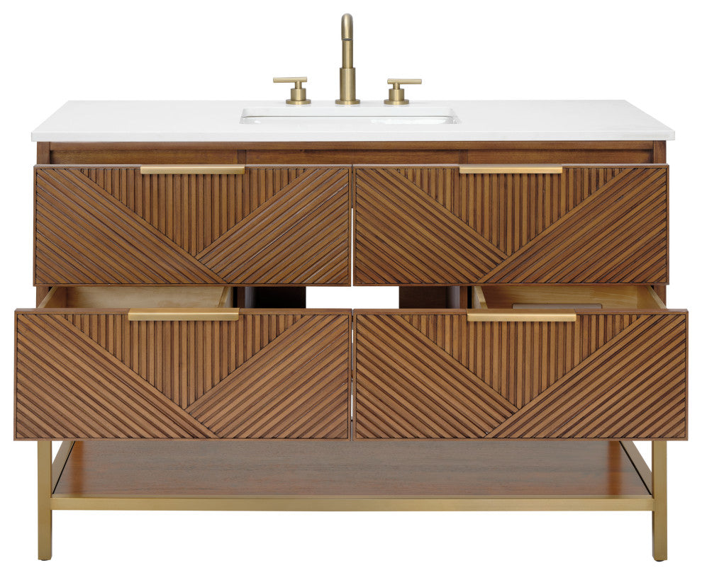 Diamond 48" Single Vanity, Walnut/Satin Brass