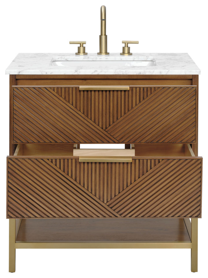 Diamond 30" Single Vanity, Walnut/Satin Brass