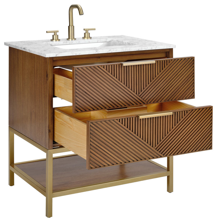 Diamond 30" Single Vanity, Walnut/Satin Brass