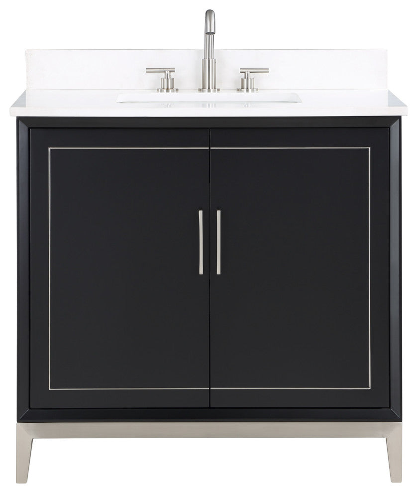 Gracie 36" Single Vanity, Midnight Black/Brushed Nickel