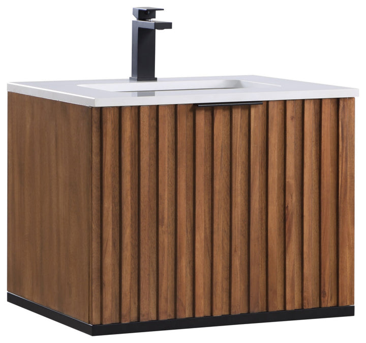 Terra 24" Single Floating Vanity, Walnut/Matte Black