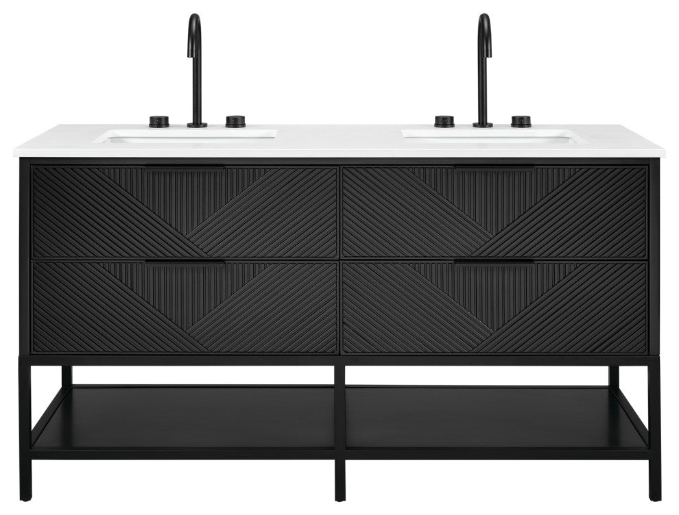 Diamond 60" Double Vanity, Charcoal Black/Matte Black