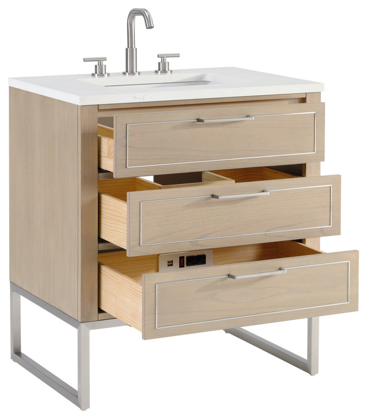 Markham 30" Single Vanity, Cashmere Grey/Brushed Nickel