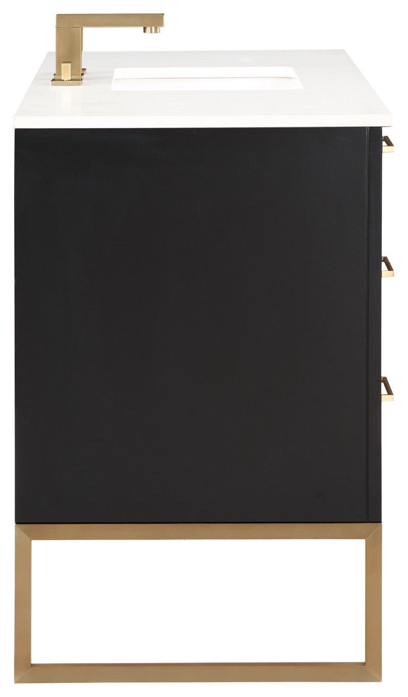 Markham 48" Single Vanity, Midnight Black/Satin Brass