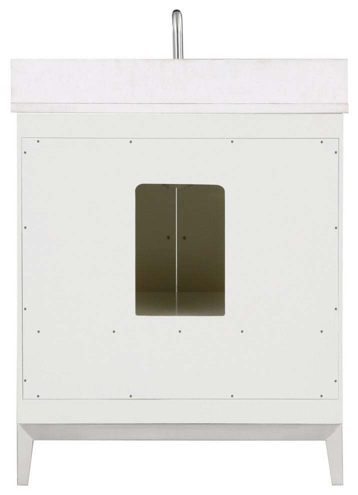 Gracie 30" Single Vanity, Satin White/Brushed Nickel