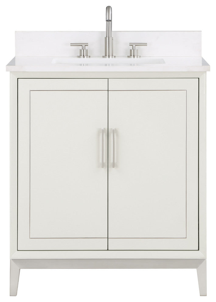 Gracie 30" Single Vanity, Satin White/Brushed Nickel