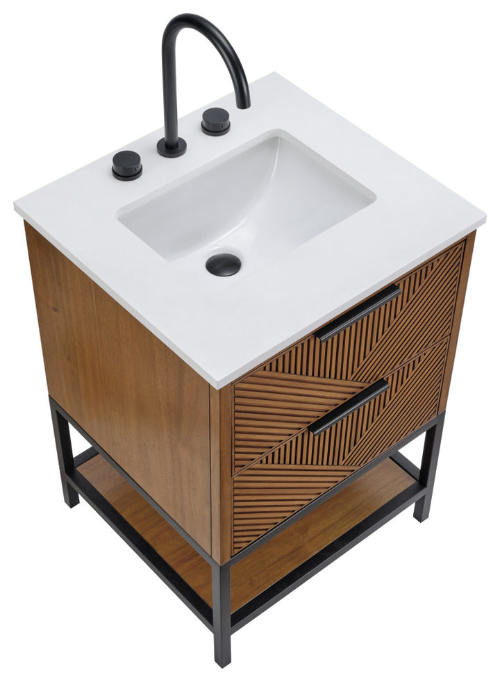 Diamond 24" Single Vanity, Walnut/Matte Black