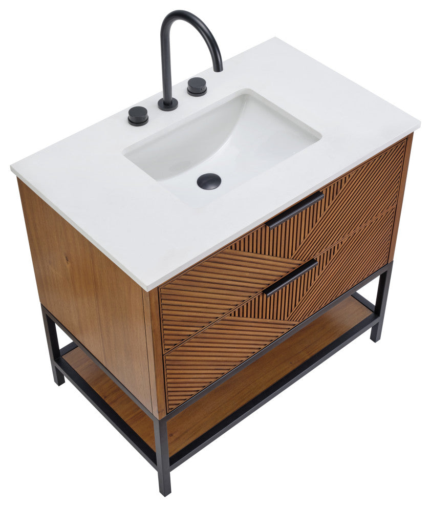 Diamond 36" Single Vanity Vanity, Walnut/Matte Black