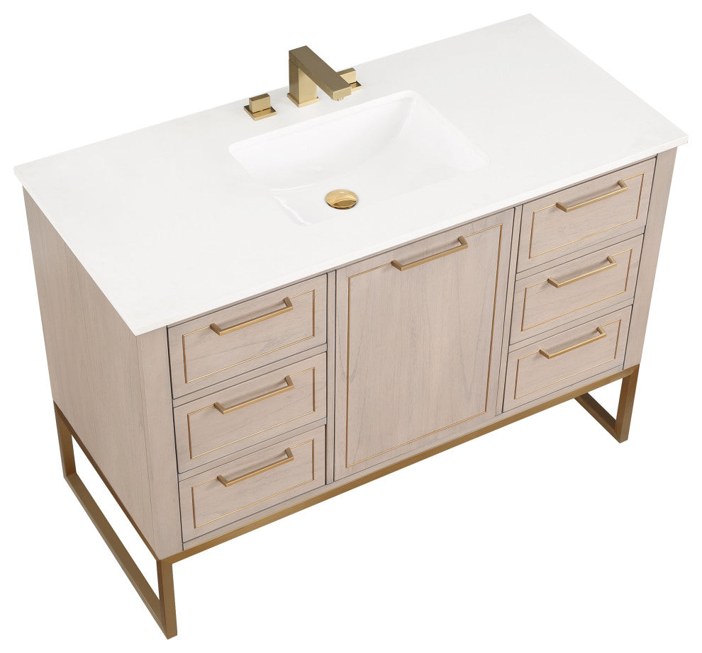 Markham 48" Single Vanity, Cashmere Grey/Satin Brass