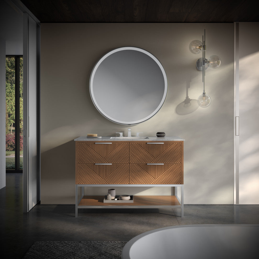 Diamond 48" Single Vanity, Walnut/Brushed Nickel