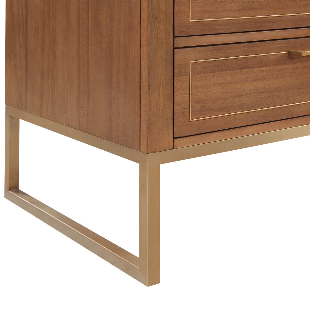 Markham 60" Double Vanity, Walnut/Satin Brass