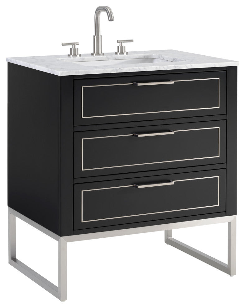 Markham 30" Single Vanity, Midnight Black/Brushed Nickel