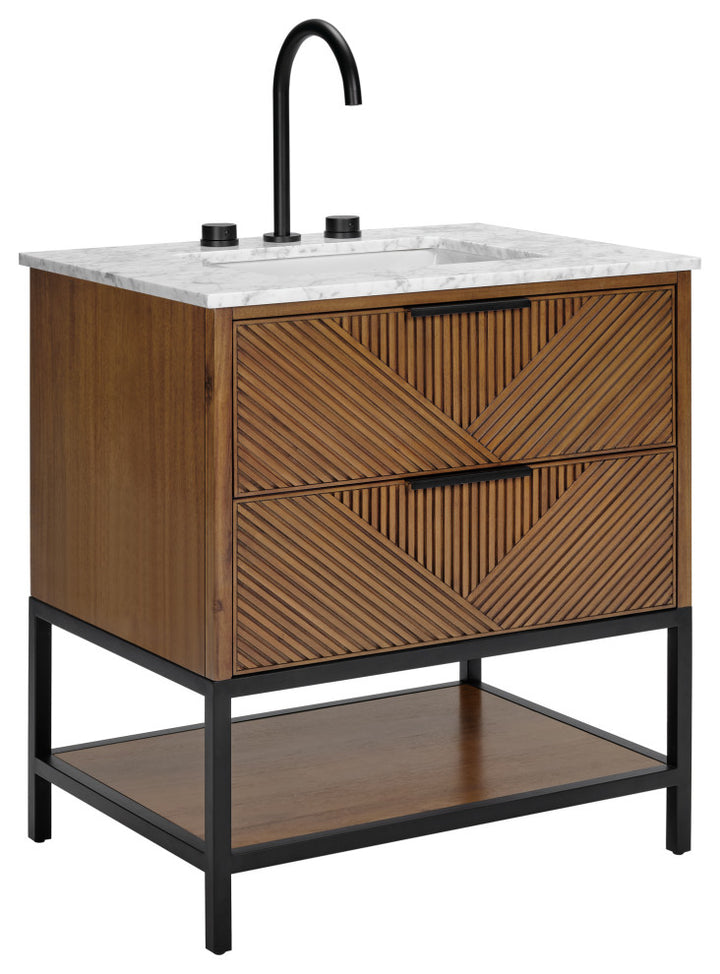 Diamond 30" Single Vanity, Walnut/Matte Black