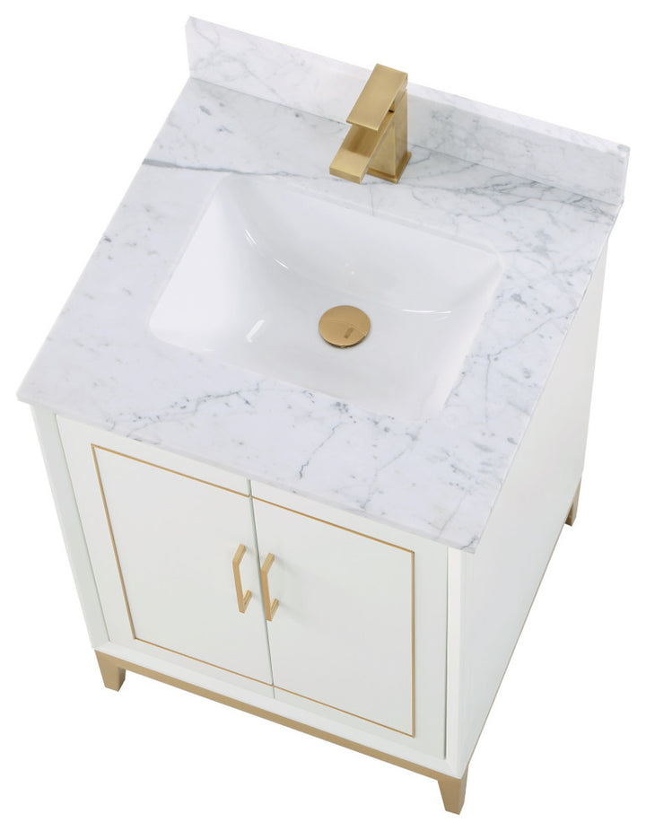 Gracie 24" Single Vanity, Satin White/Satin Brass