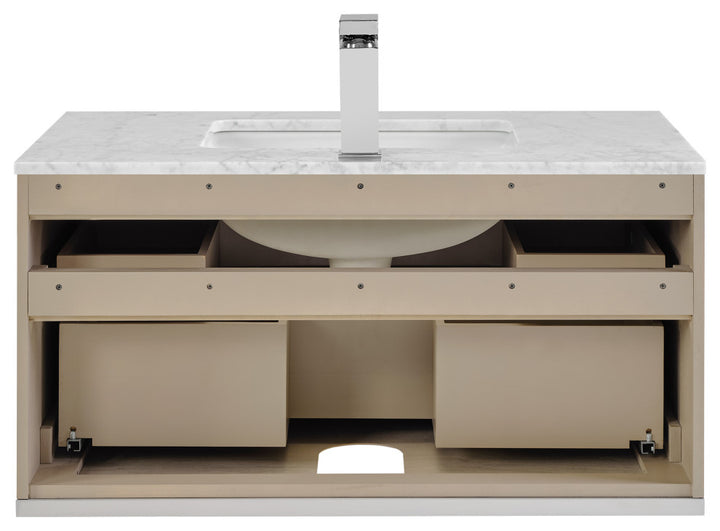 Terra 36" Single Floating Vanity, Cashmere Grey/Brushed Nickel