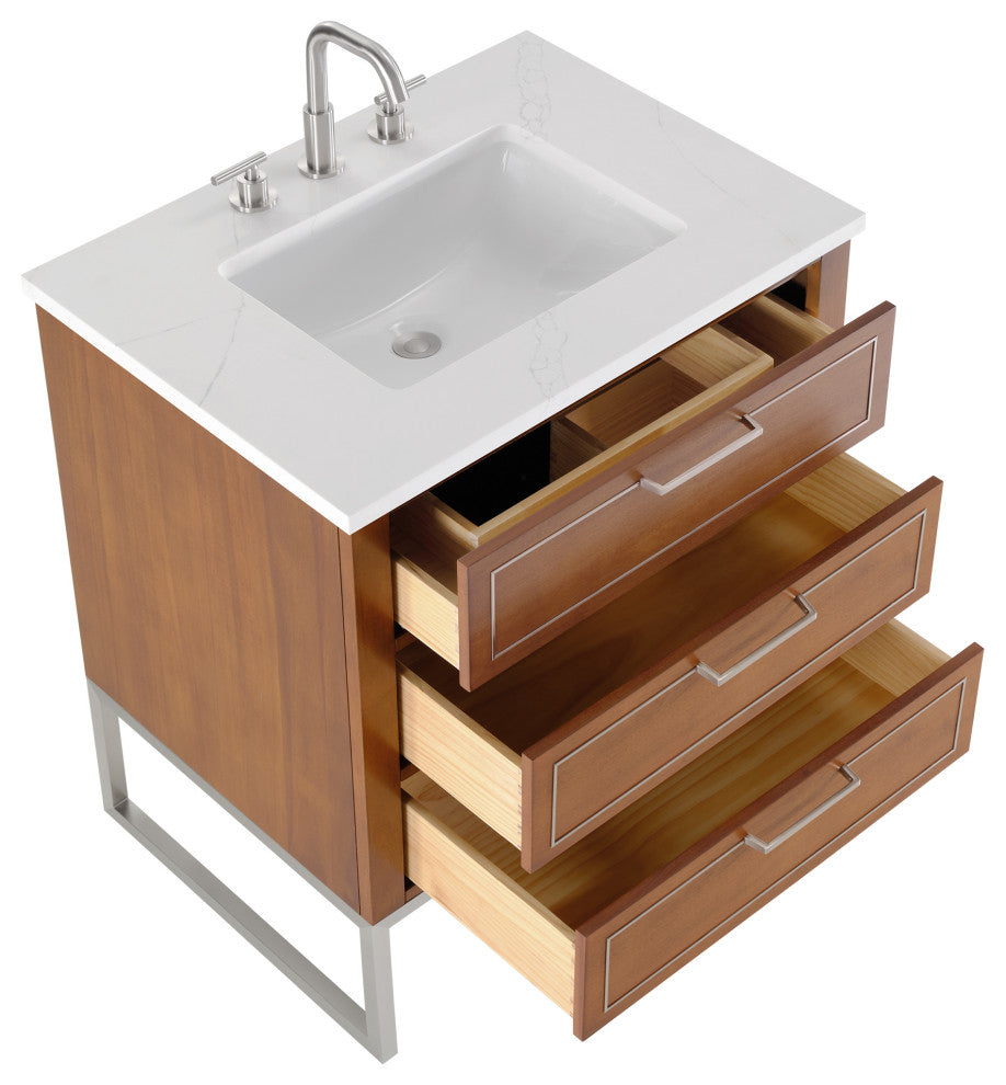 Markham 30" Single Vanity, Walnut/Brushed Nickel