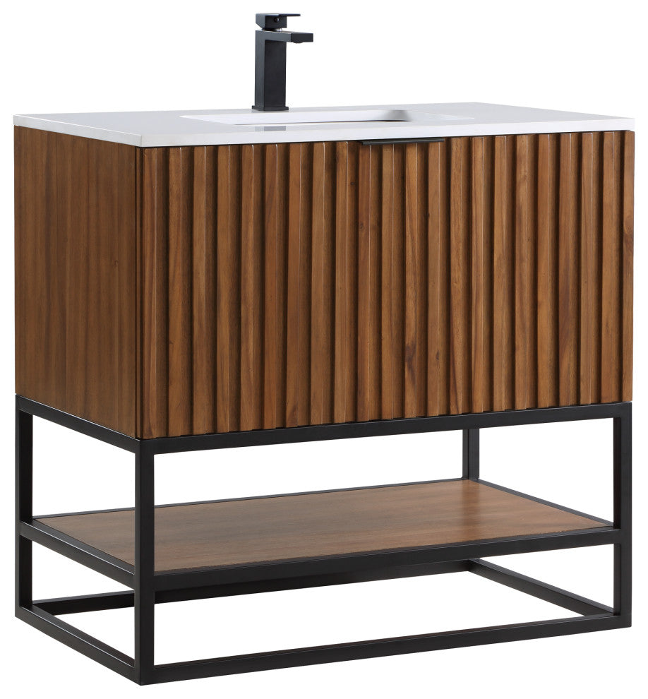 Terra 36" Single Vanity, Walnut/Matte Black