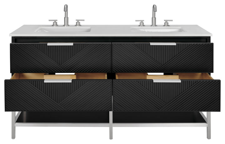 Diamond 60" Double Vanity, Charcoal Black/Brushed Nickel