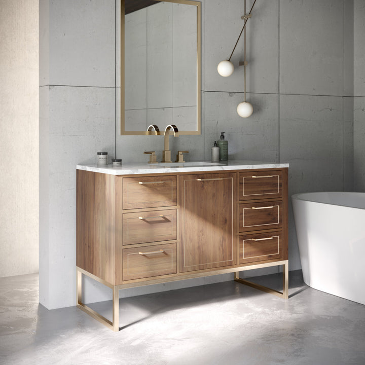 Markham 48" Single Vanity, Walnut/Satin Brass