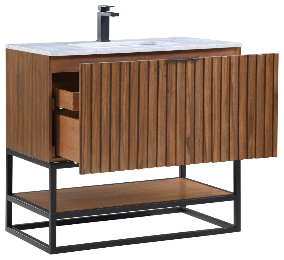 Terra 36" Single Vanity, Walnut/Matte Black