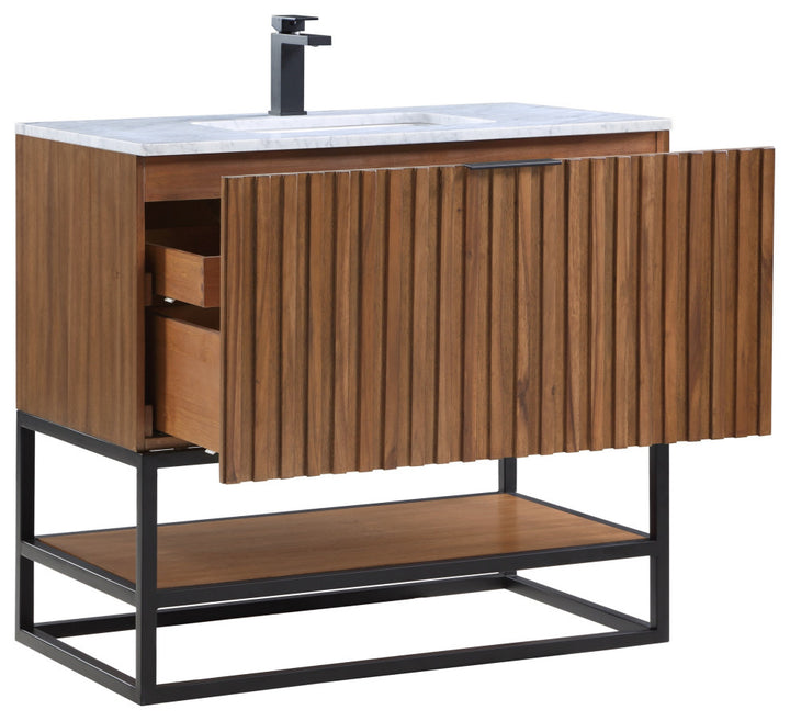 Terra 36" Single Vanity, Walnut/Matte Black