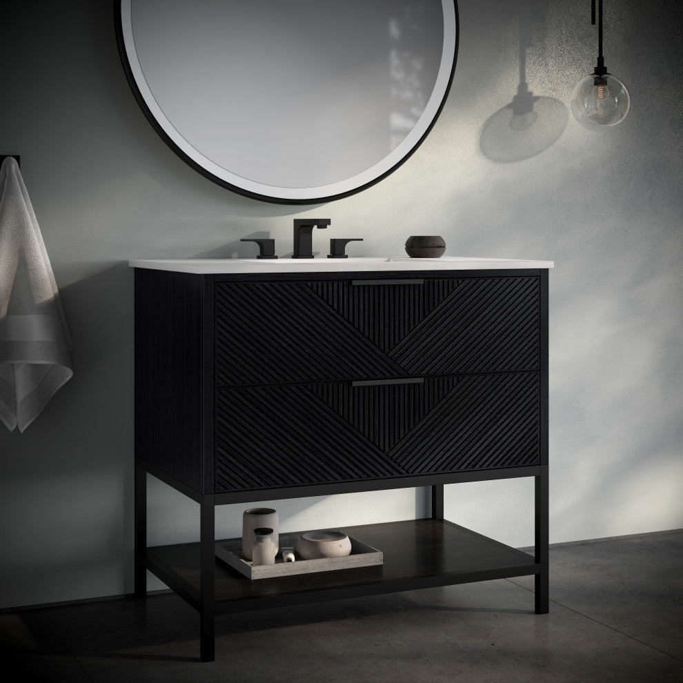 Diamond 36" Single Vanity Vanity, Charcoal Black/Matte Black