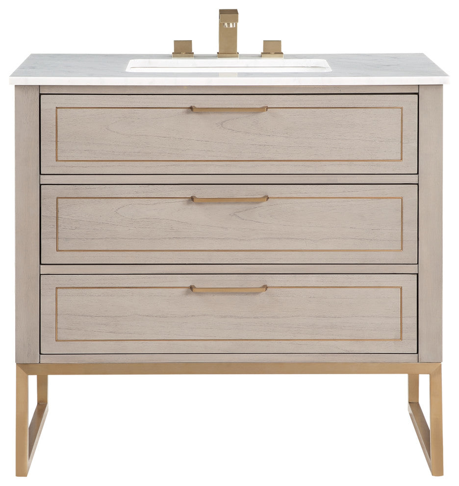 Markham 36" Single Vanity, Cashmere Grey/Satin Brass