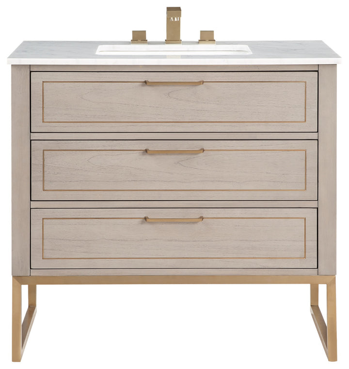 Markham 36" Single Vanity, Cashmere Grey/Satin Brass