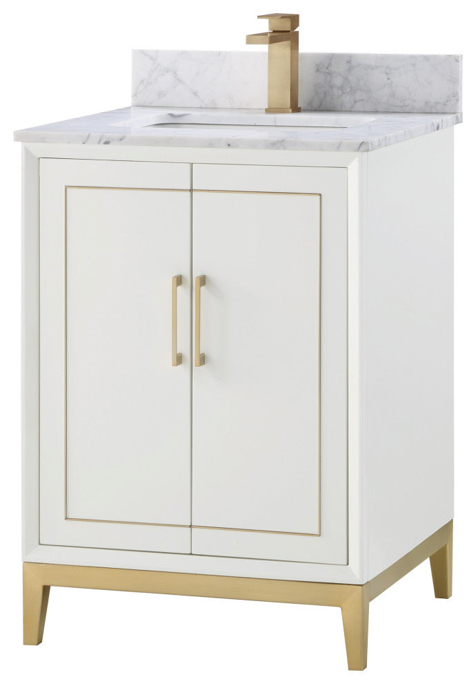 Gracie 24" Single Vanity, Satin White/Satin Brass