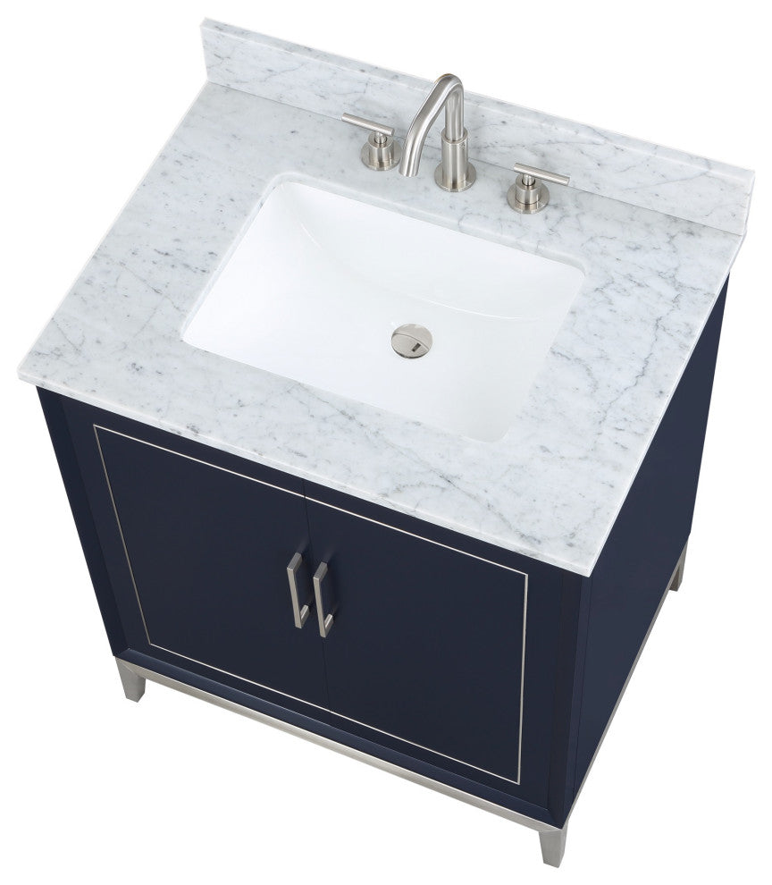 Gracie 30" Single Vanity, Pacific Blue/Brushed Nickel