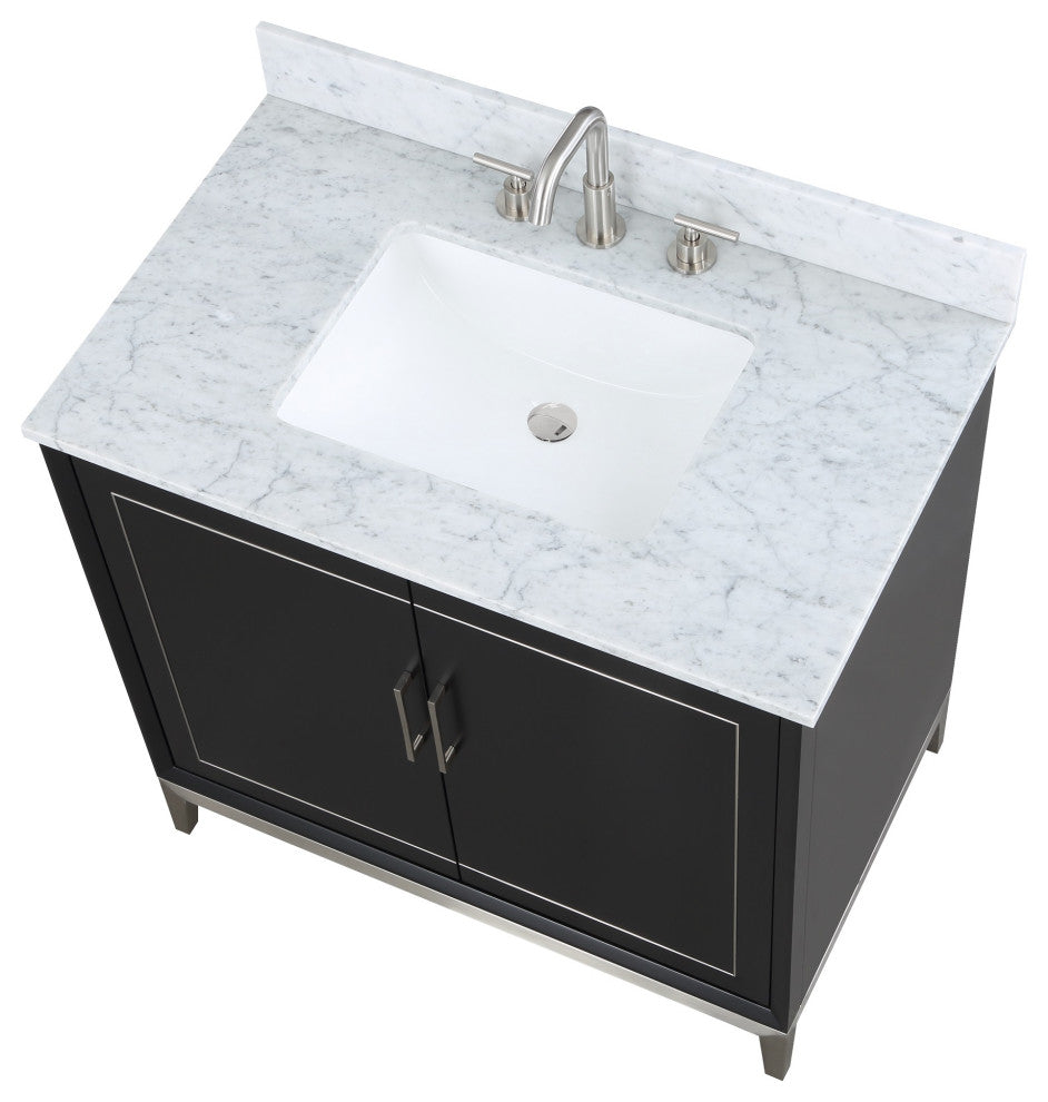 Gracie 30" / 36" Single Vanity, Midnight Black/Brushed Nickel