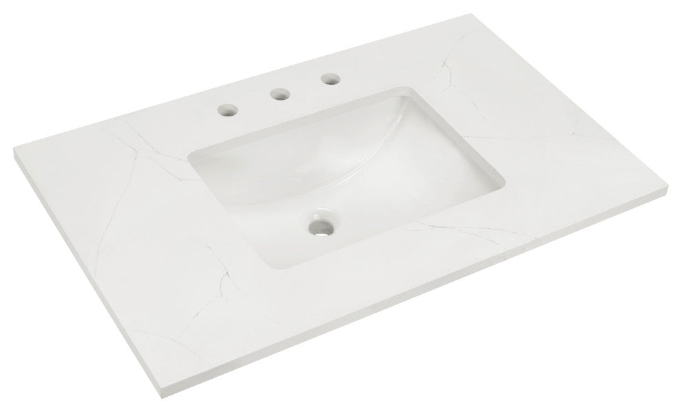 Gracie 36" Single Vanity, Satin White/ Satin Brass