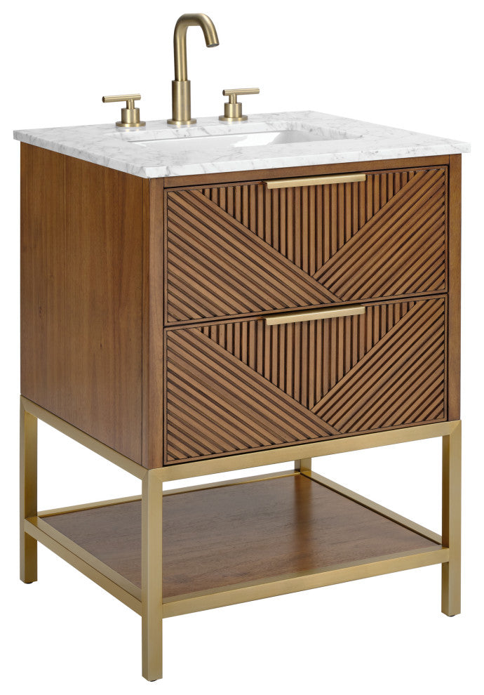 Diamond 24" Single Vanity, Walnut/Satin Brass