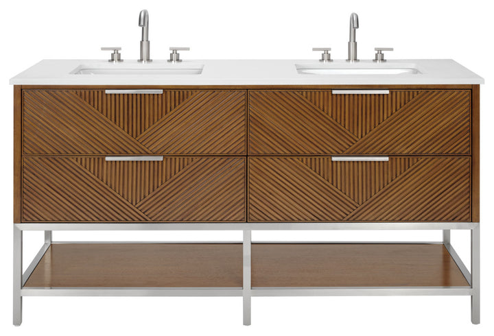 Diamond 60" Double Vanity, Walnut/Brushed Nickel