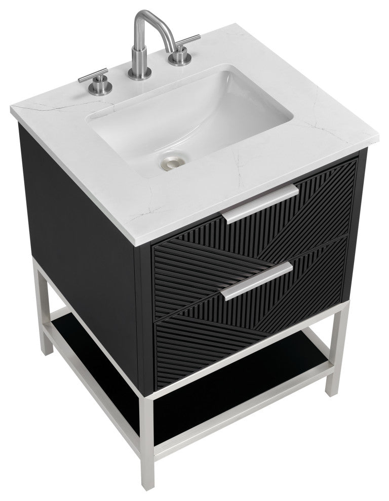 Diamond 24" Single Vanity, Charcoal Black/Brushed Nickel