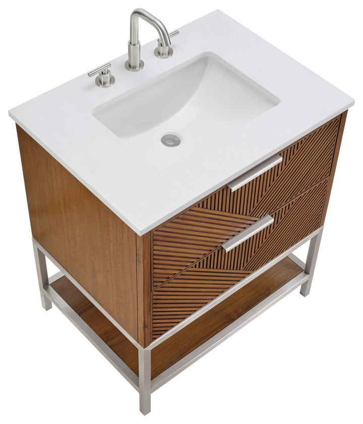 Diamond 30" Single Vanity, Walnut/Brushed Nickel