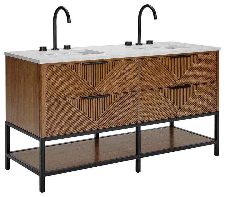 Diamond 60" Double Vanity, Walnut/Matte Black