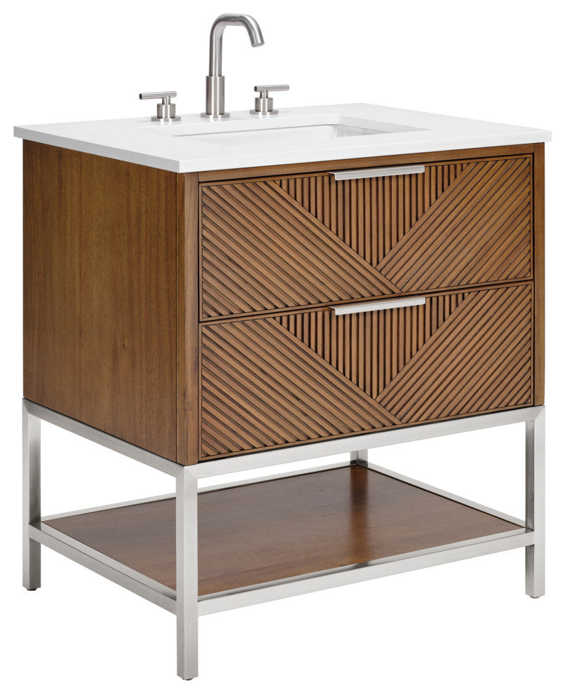 Diamond 30" Single Vanity, Walnut/Brushed Nickel