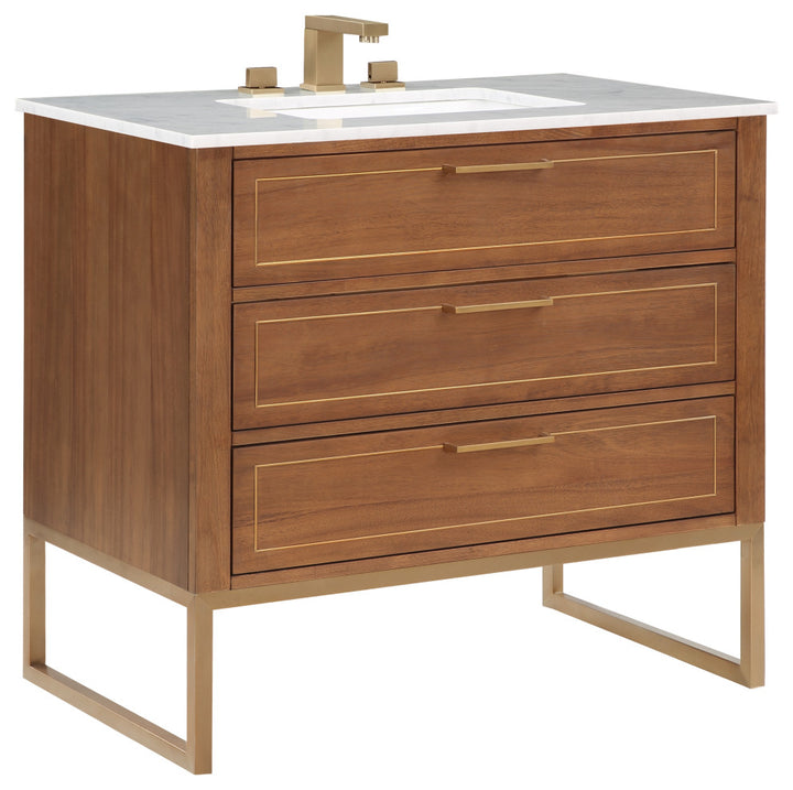 Markham 36" Single Vanity, Walnut/Satin Brass