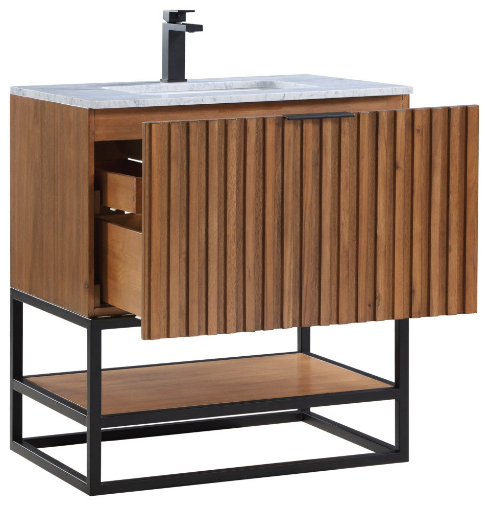 Terra 30" Single Vanity, Walnut/Matte Black