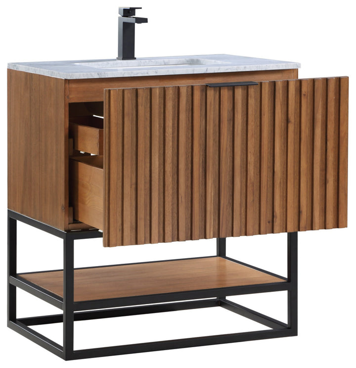 Terra 30" Single Vanity, Walnut/Matte Black